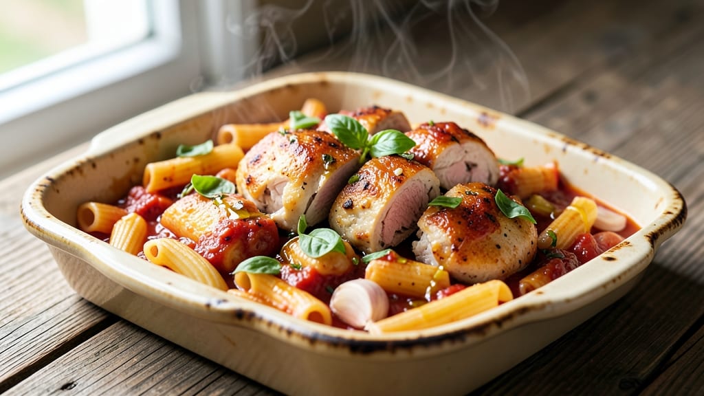 Baked Chicken Rigatoni Recipe: One-Pot Pasta with Golden Crisp Chicken