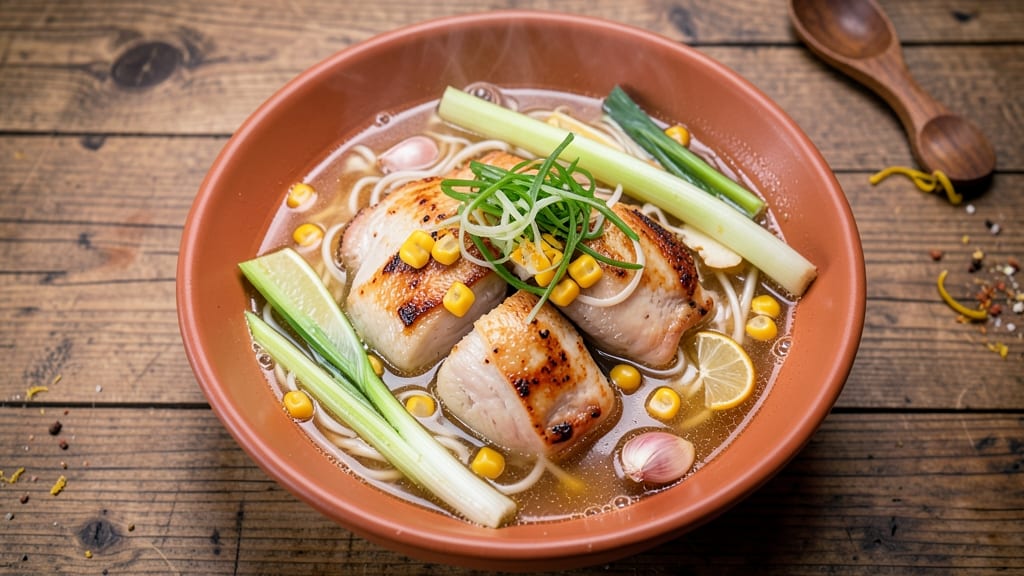 Asian Chicken and Corn Soup Recipe: Fragrant Lemongrass-Ginger Broth With Silky Noodles