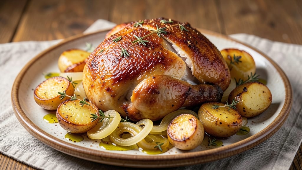 Baked Chicken With Potatoes and Onions Recipe: One-Pan Roast With Caramelized Layers