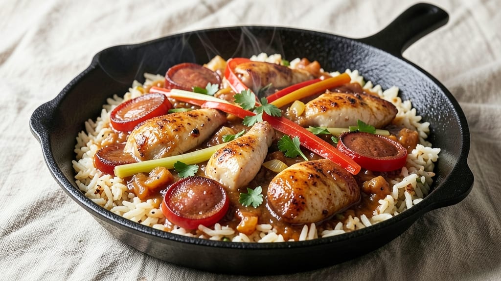 Baked Chicken and Sausage Jambalaya Recipe: Smoky Spice-Packed One-Pot Wonder
