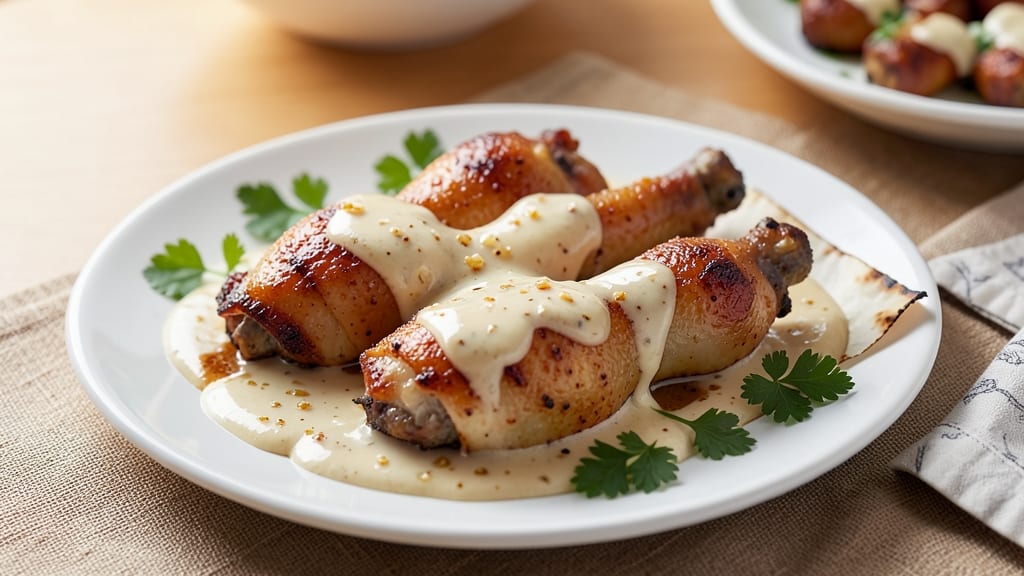 Baked Chicken Legs With Cream Of Chicken Recipe: Creamy-Sauced Crispy Skin and Juicy Centers