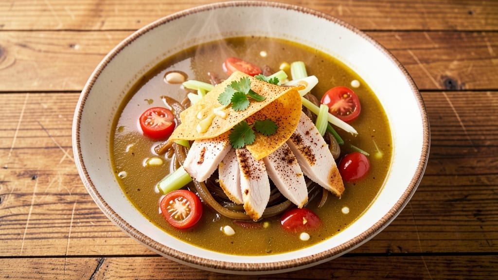 BJ's Chicken Tortilla Soup Copycat Recipe: Creamy, Celery-Topped Bowl of Comfort