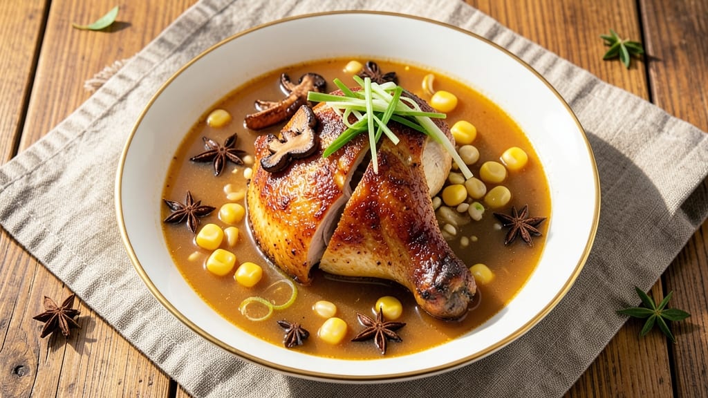 Authentic Chinese Chicken and Sweetcorn Soup Recipe: Fragrant Star Anise and Ginger Harmony