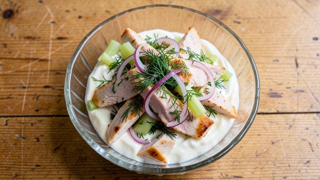 Ashley Mac's Chicken Salad Recipe: Crunchy Celery and Creamy Yogurt Balance
