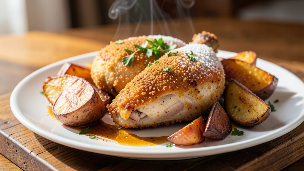 German Chicken And Potato Recipe: Hearty Sunday Roast With Crispy Skin